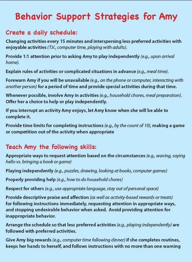 Behavior Support Strategies for Amy