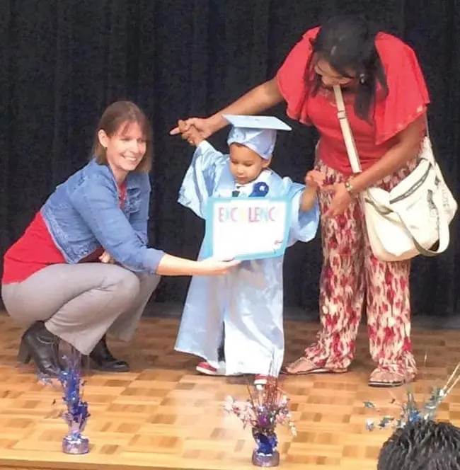 This president of Early Steps with my son actually graduating from the program!