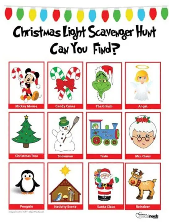 Holiday lights Scavenger Hunt