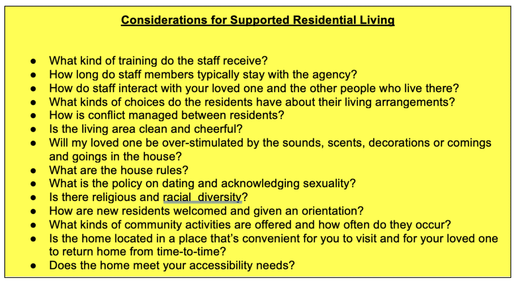 Considerations for Supported Residential Living