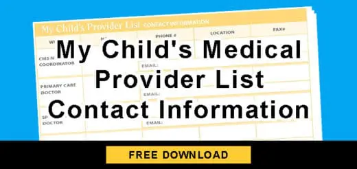 My Childs Medical Provider List Contact Information