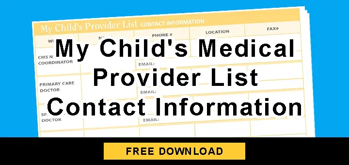 My Childs Medical Provider List Contact Information