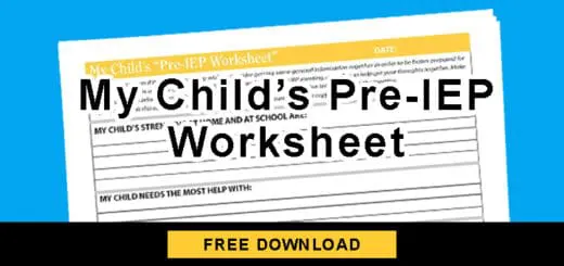 My Childs Pre-IEP Worksheet