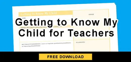 PSN Getting to Know My Child for Teachers