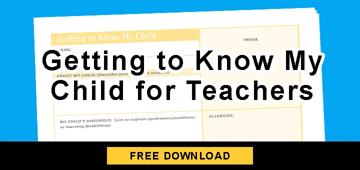 PSN Getting to Know My Child for Teachers