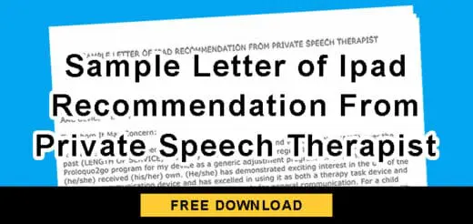 Sample Letter of Ipad Recommendation From Private Speech Therapist