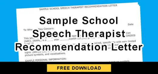 Sample School Speech Therapist Recommendation Letter