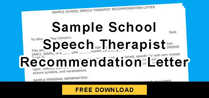 Sample School Speech Therapist Recommendation Letter