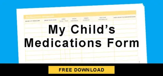 PSN My Childs Medications Form