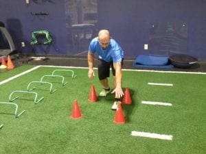 Squat to Cone Touch Left Hand