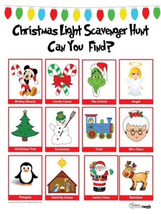 Holiday lights Scavenger Hunt